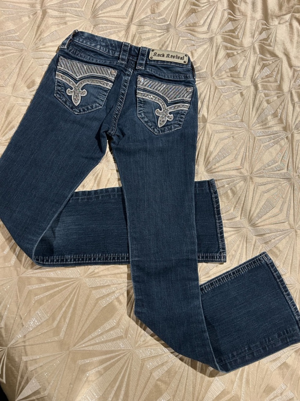 Rock Revival Dark Embroidered Back Pocket Bootcut Jeans